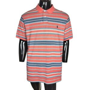 Vintage Y2K POLO Ralph Lauren Custom Fit Coral Striped Shirt Men's Size XXL